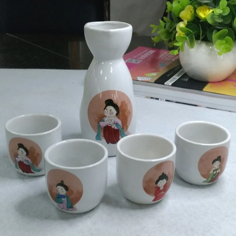 

Japanese Style White Insulated Wine Accessories Set Vintage Rice Wine Accessories Set Sake Jogo De Panela Drinking Game JD50JJ