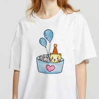women graphic cute summer o neck 90s style casual fashion aesthetic hand painted balloon print female clothes tops tees tshirt
