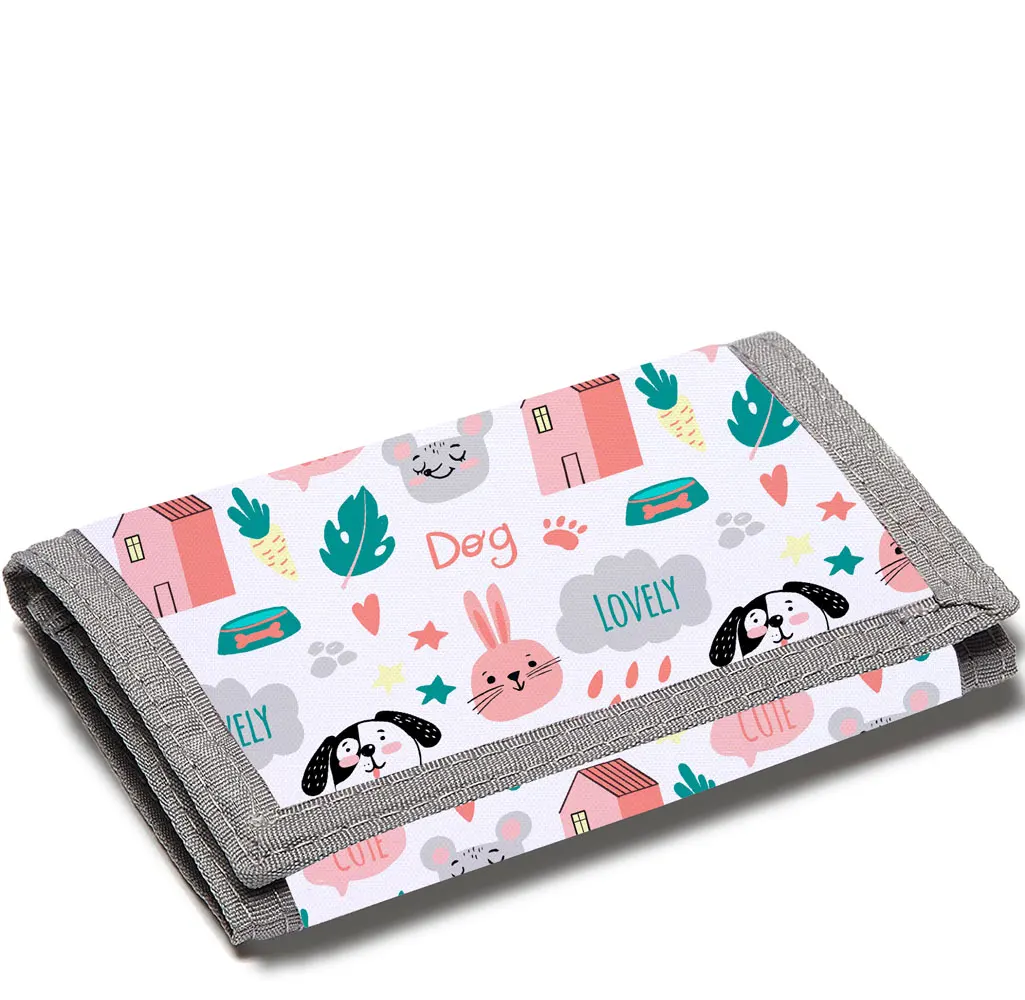 Animal Cartoon Prints Can be Customized Children's Cute Coin Purse, Student Foldable Canvas Wallet, Portable Bank Card Holder