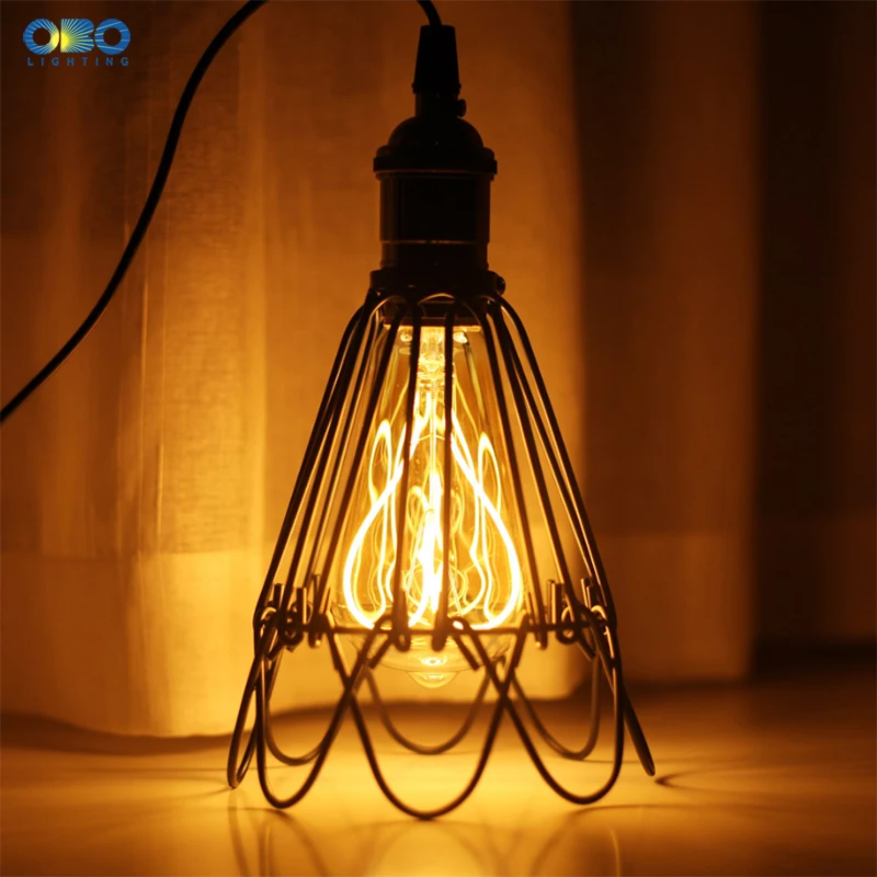 Винтаж подвеска в виде вилки лампа железная клетка абажур E27 1 7 м с выключателем