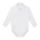 Официальная рубашка для маленьких мальчиков, Белый боди-комбинезон с длинным рукавом, боди-комбинезоны, Одежда для новорожденных на свадьбу, вечеринку, джентльмена, детские комбинезоны