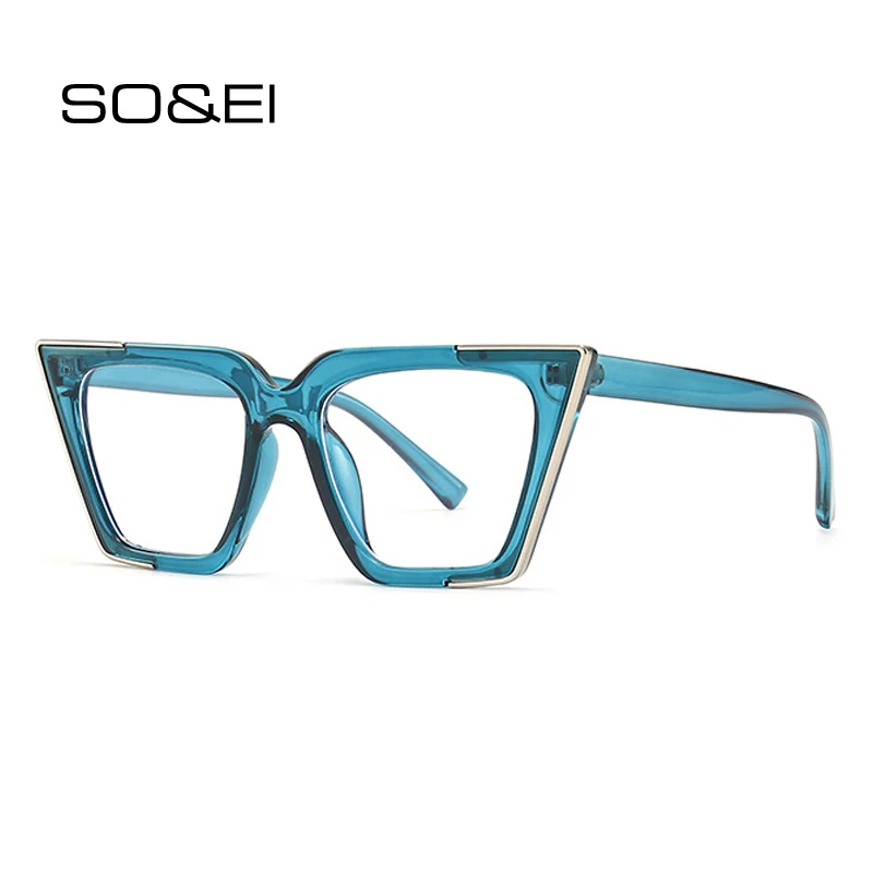 

Оправа для очков для мужчин и женщин SO & EI, ретро, кошачий глаз, прозрачная, с защитой от синего излучения, модная оправа для очков с пружинным...