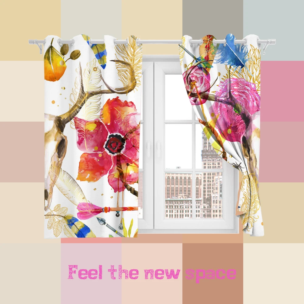 

Perforated Hook 3D Blackout Curtains Artistic Flower Red Custom Full Blackout Sunscreen Windows Bedroom Living Room Decoration