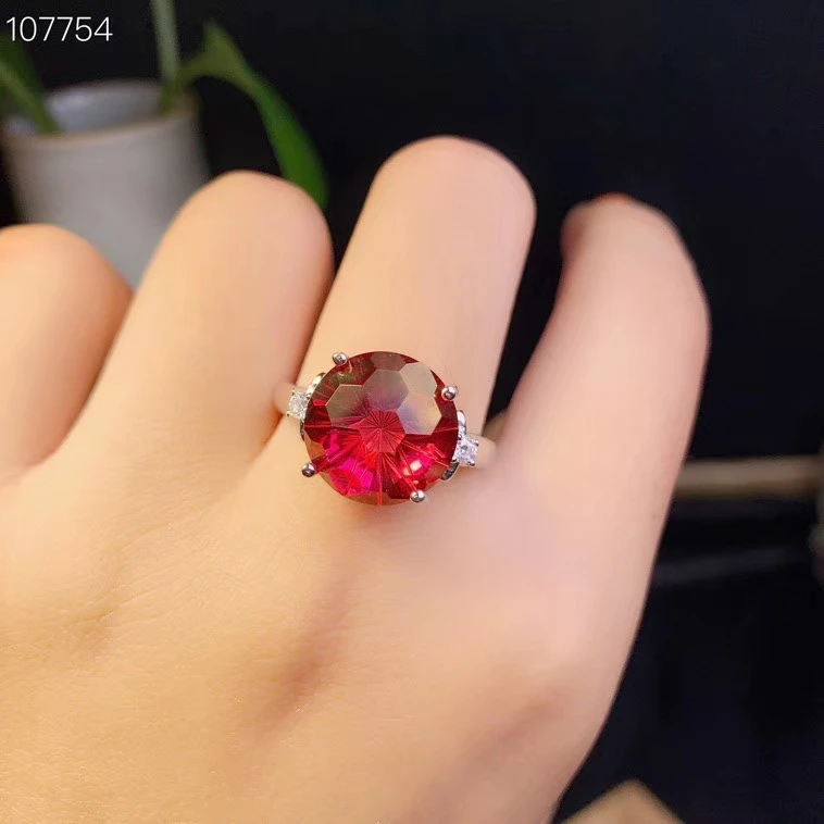 Классическое кольцо с красным топазом для женщин серебряные ювелирные изделия