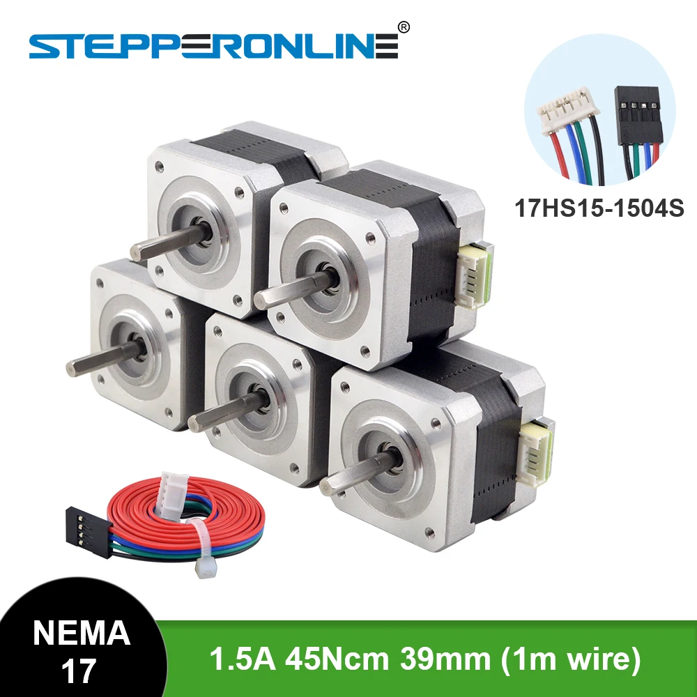 Шаговый двигатель STEPPERONLINE Nema 17 39 мм 42 нм 1 5 А 12 В шаговый Nema17 4 питающих провода для