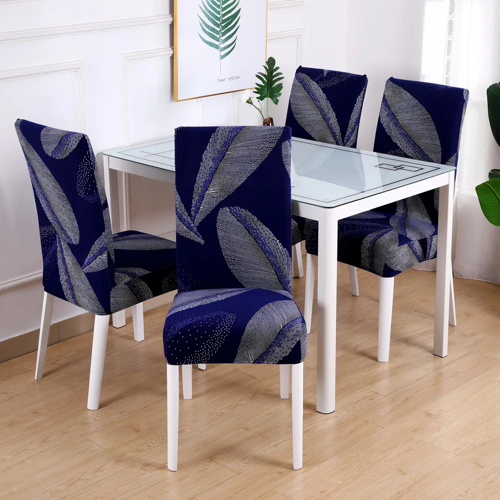 Black Flower Printed Chair Cover Big Elastic Kitchen Slipcover Removable Anti-dirty Seat Cover for Banquet Hotel Wedding Decos