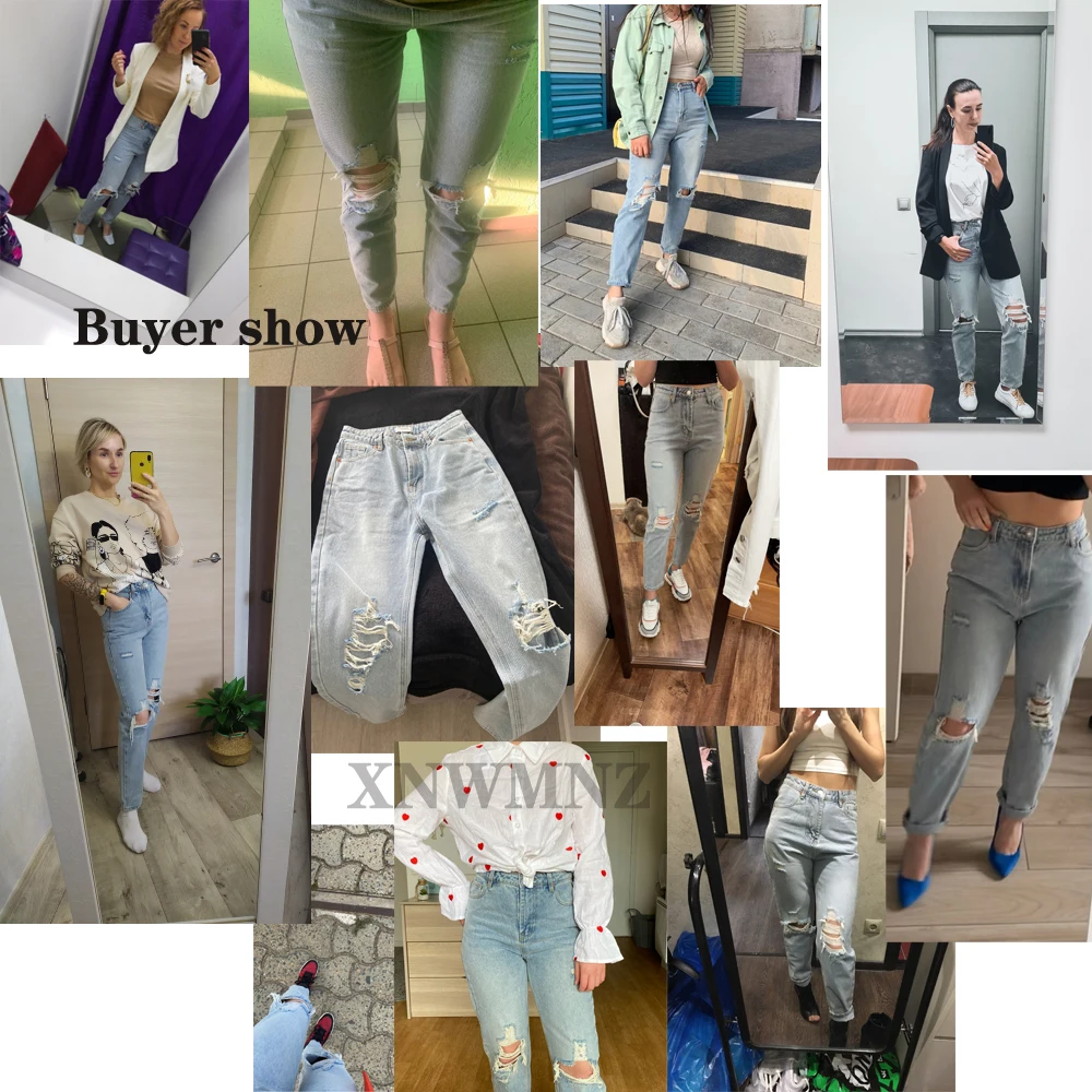 Vintage mom jeans high waisted jeans woman ripped boyfriend jeans for women korean style  distressed jeans blue denim pants