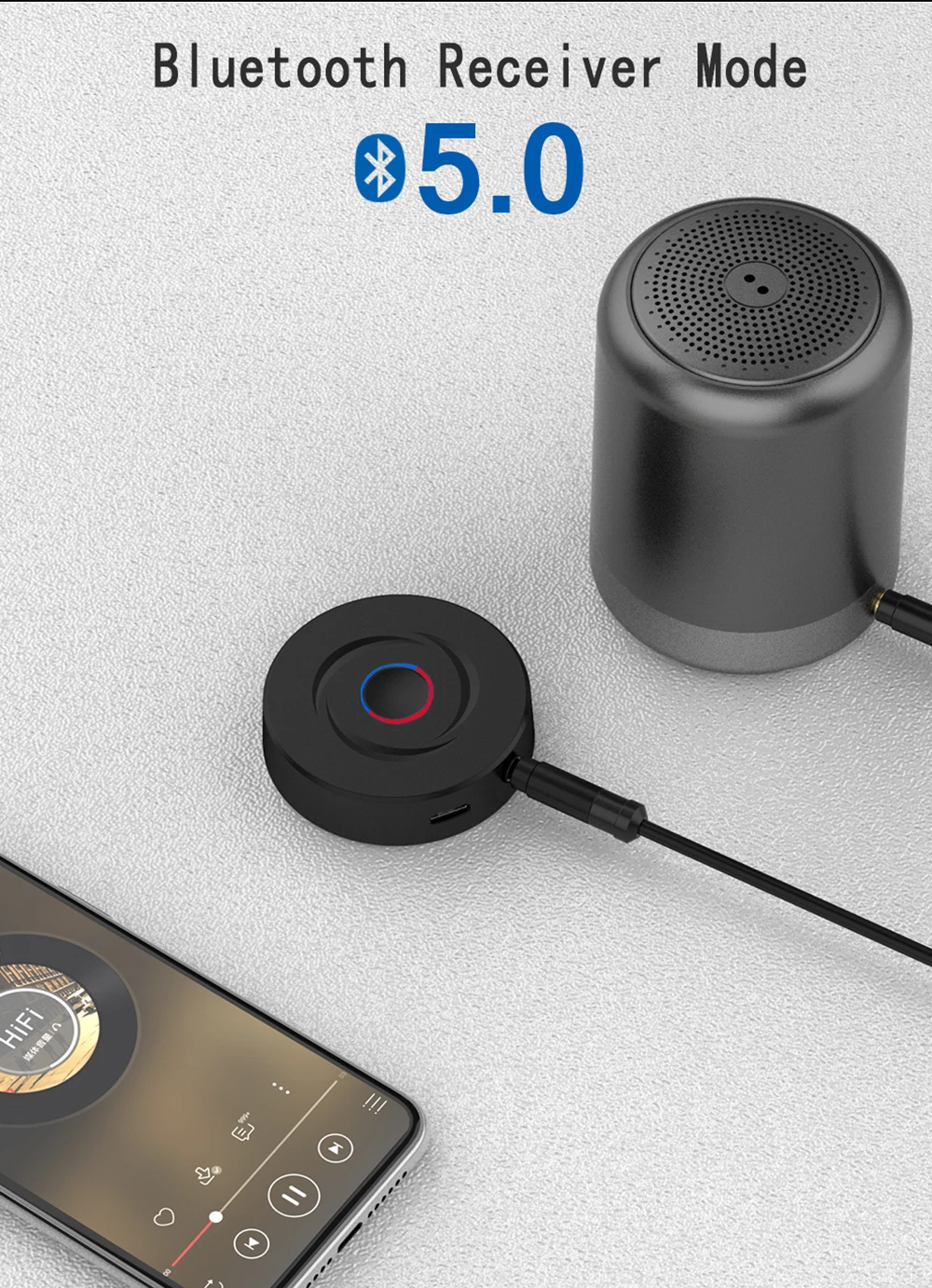 2 в 1 5,0 Bluetooth приемник передатчик 3,5 мм AUX стерео аудио круглый беспроводной адаптер с Bluetooth для автомобиля ТВ ПК динамик для наушников