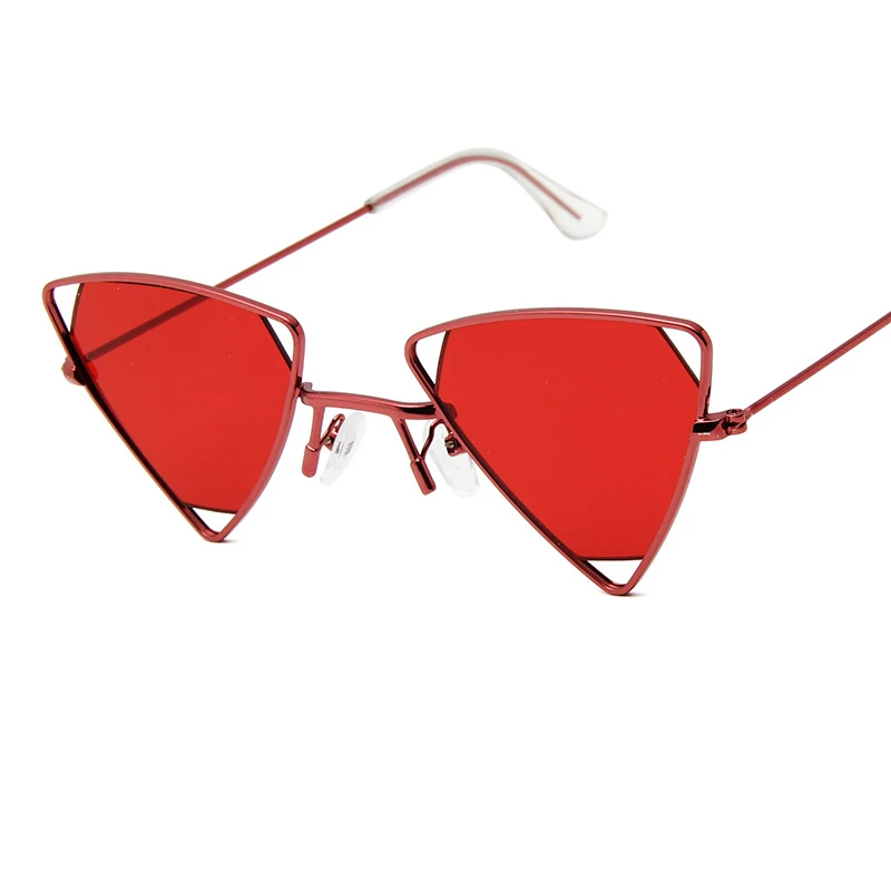 

Candy Color Unique Triangle Hollow Decoration Sunglasses For Women Girls Small Oval Metal Frame Sun Glasses For Photograph UV400