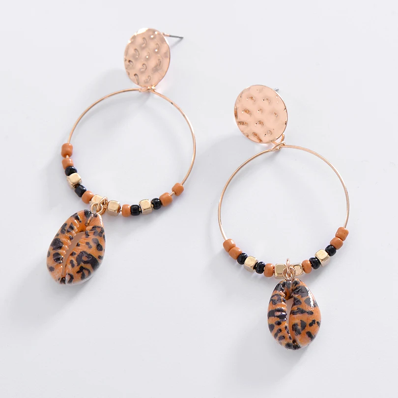 Панковские леопардовые кофе в зернах оболочки кулон круглые серьги для женщин