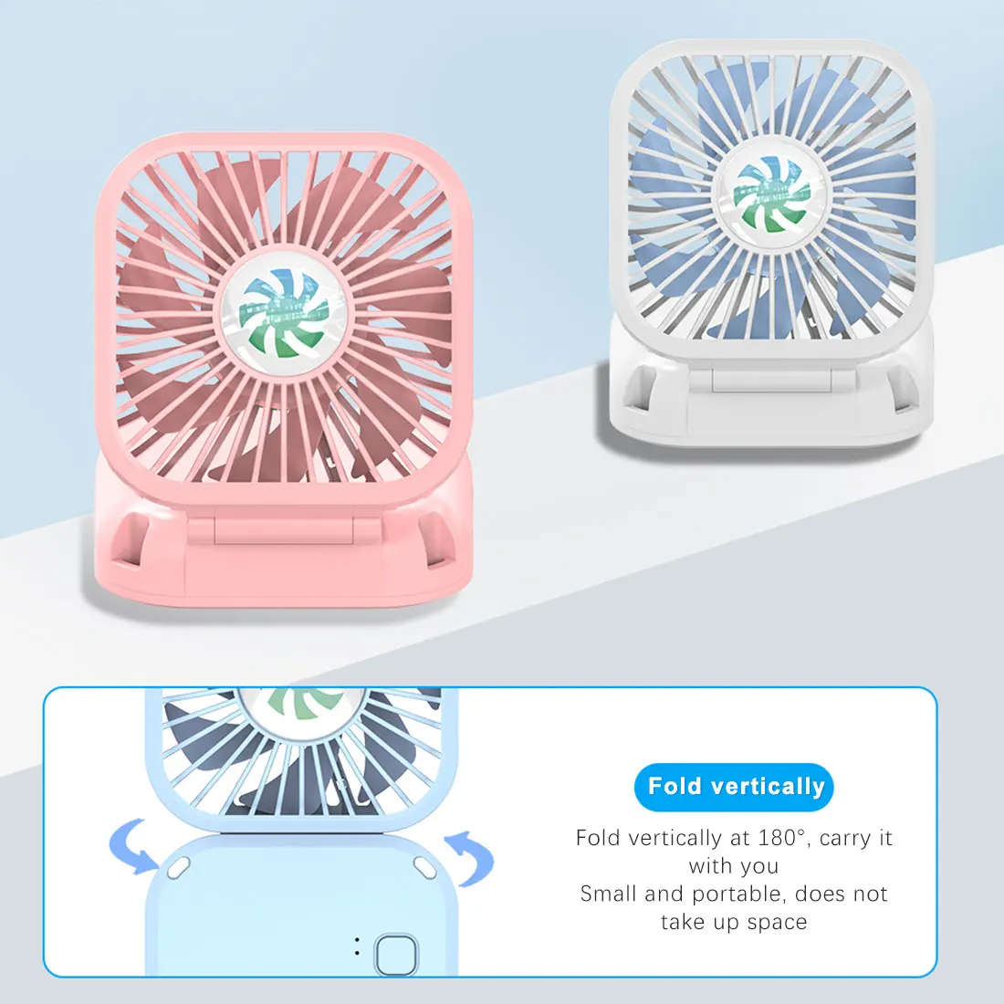 

Portable Hanging Neck Fan USB Rechargeable Mini Folding Fan Handheld Fan 3 Gears Adjustable Travel Mini Fan Air Cooler
