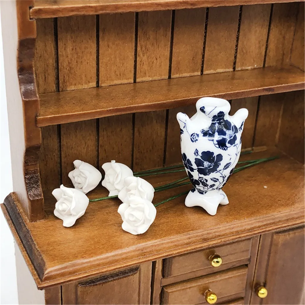 Имитация Розовая модель 10 шт. кукольный домик мини цветок миниатюрная гостиная