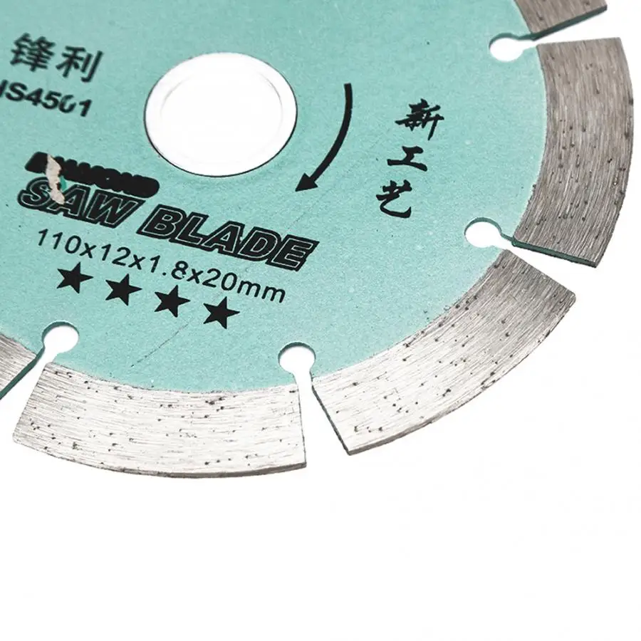 

12T Diamond Circular Green Ceramic Tile Cutting Disc for Home Decoration 110x12x1.8mm