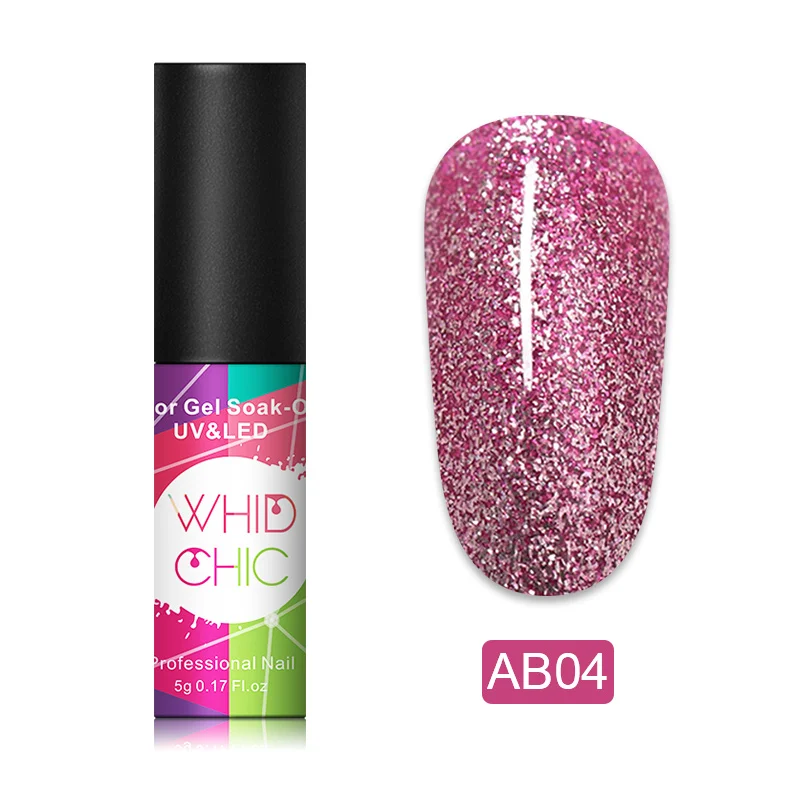 AB04 WHID CHIC 1 флакон 5 мл УФ-гель для ногтей Блестящий розовый синий золотой Блестящий цветной долговечный Гель-лак для ногтей - Цвет: AB04