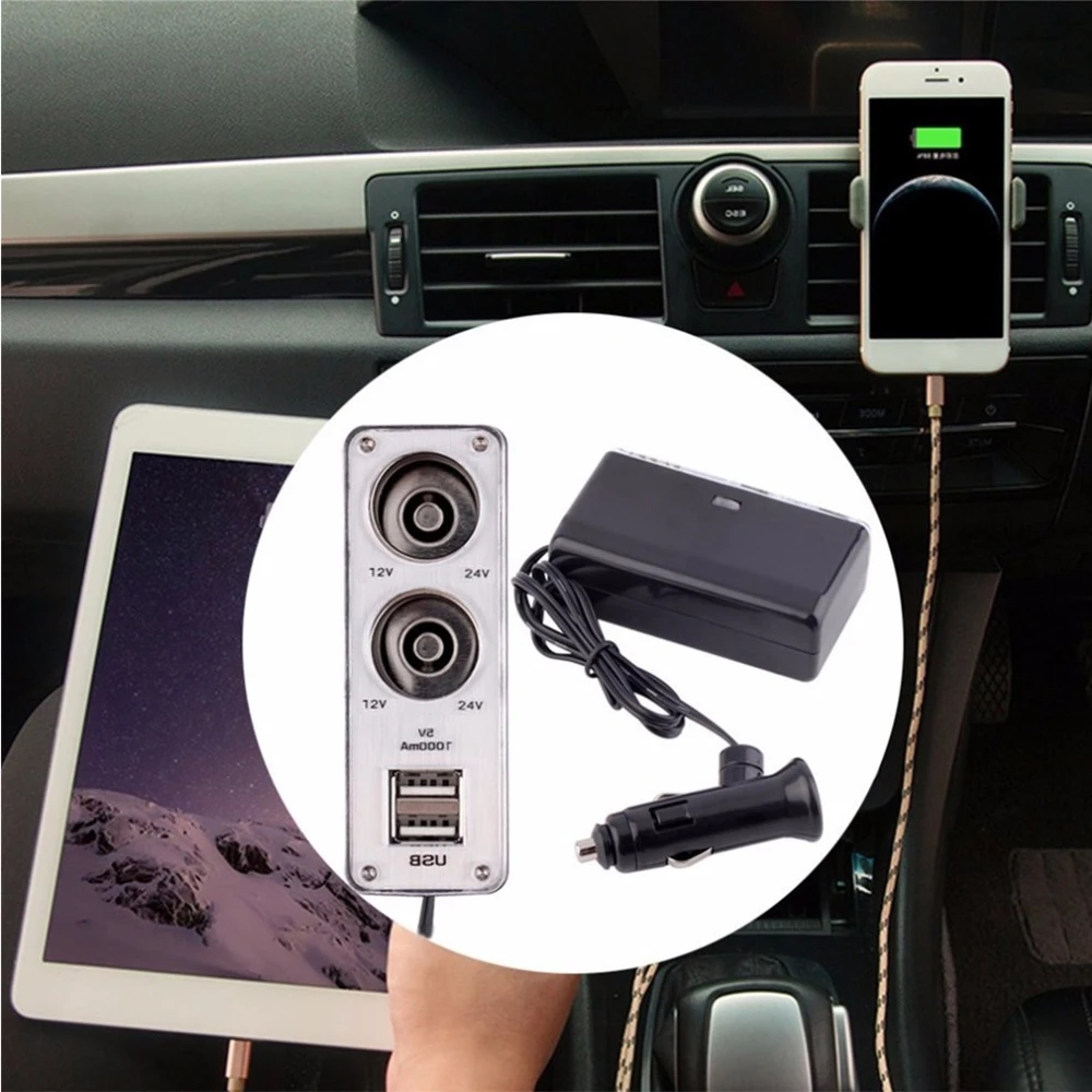 Новый 5 В/1A двойной порт USB 2 Way Авто прикуриватель гнездо распределитель для