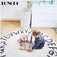 tongdi children round carpet mat soft printing suede plush cartoon number anti slip rug luxury decor for home livingroom bedroom