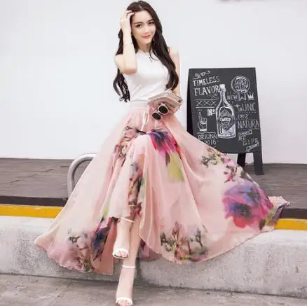 Длинные Цветочные юбки женские праздничные пляжные Бохо летние длинные