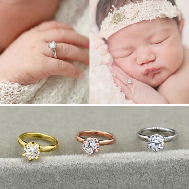 

Newborn Photography Props Faux Diamond Ring Baby Shooting Photo Prop Jewelry