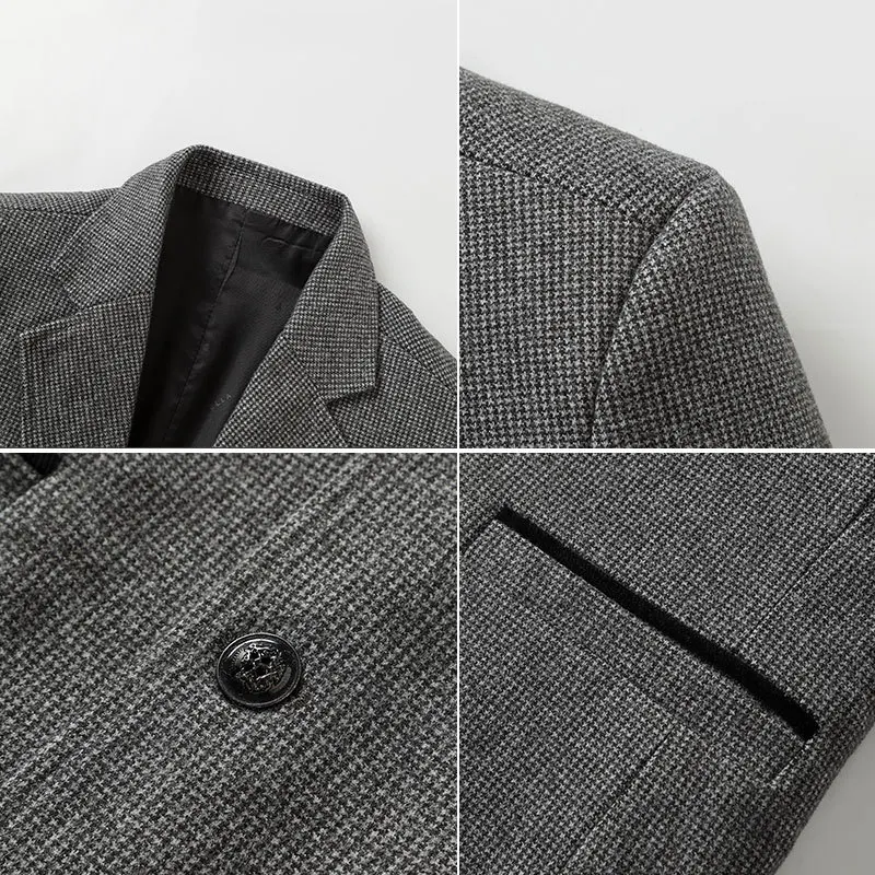

New Men Solid Color Blazers Fashion Brand Men's Luxurious Business Suits Winter Woolen Casual Blazer Coats Male