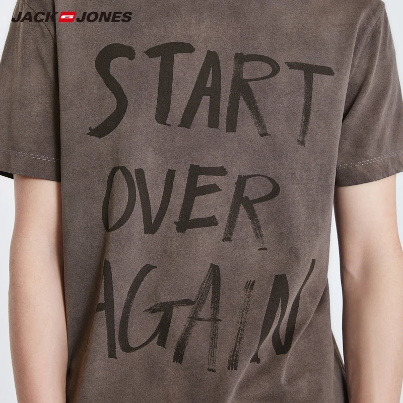 Мужская футболка с короткими рукавами JackJones 100% хлопок буквенным принтом прямой