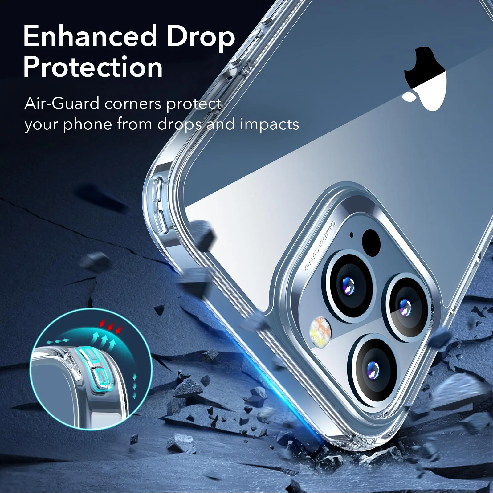 ESR Case for iPhone 13/13 Pro/13 Pro Max 2021 Metal Kickstand Transparent Back Cover Shockproof Luxury Clear Case for iPhone 13