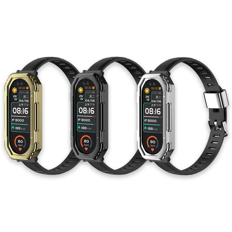 

Ремешок с полным покрытием для Xiao Mi Band 5/Mi Band 6, ремешок для умных часов, силиконовые аксессуары, регулируемый ремешок на запястье для mi Band 5/6