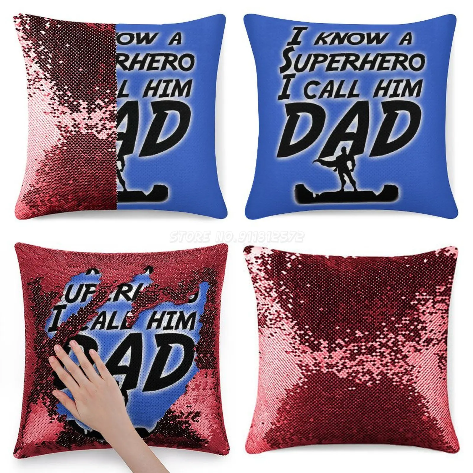 Наволочка с блестками в виде супергероя папы модная наволочка подарок для нее