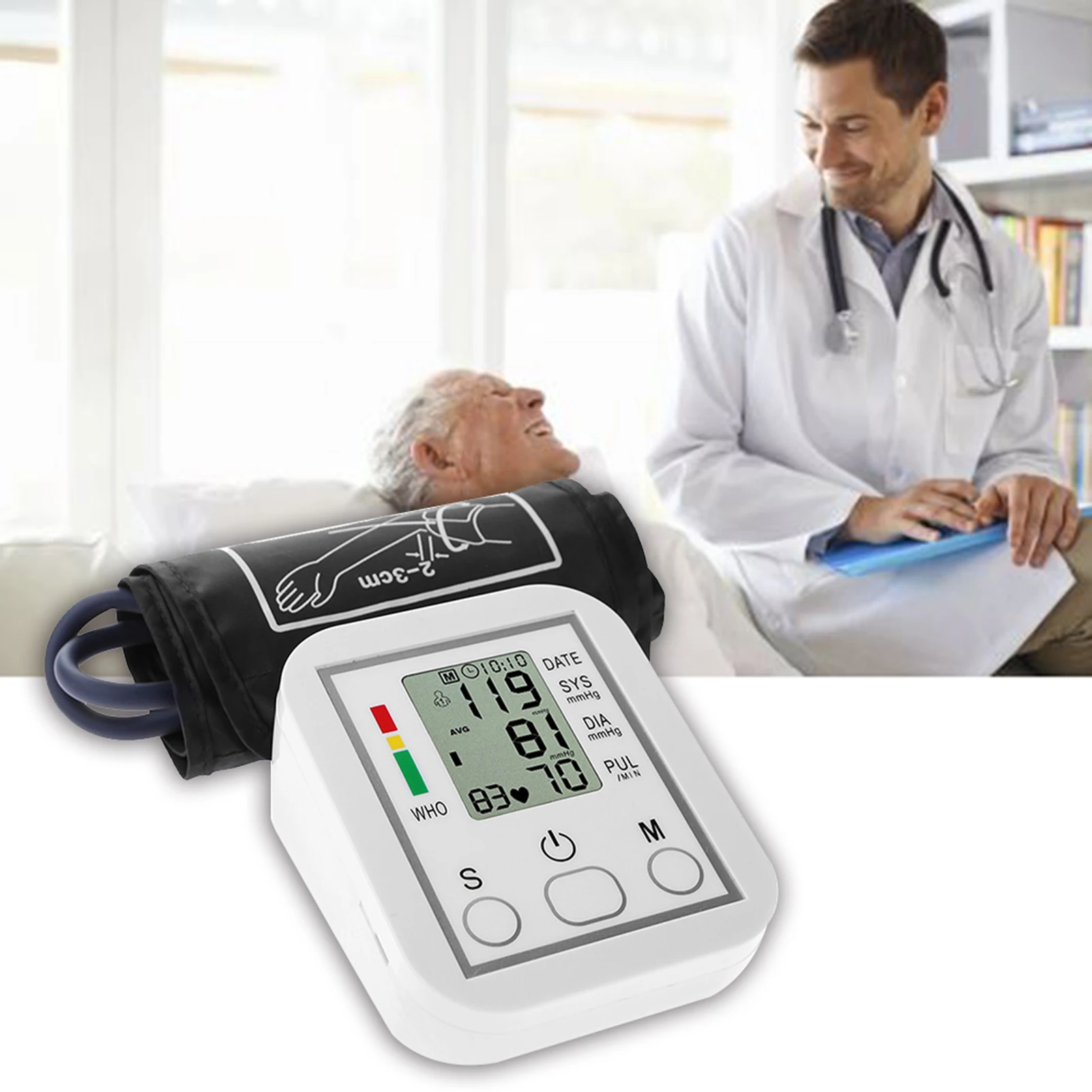 

Portable Blood Pressure Monitor Household Sphygmomanometer Arm Band Type Digital Electronic Mini Blood Pressure Meter Tonometer