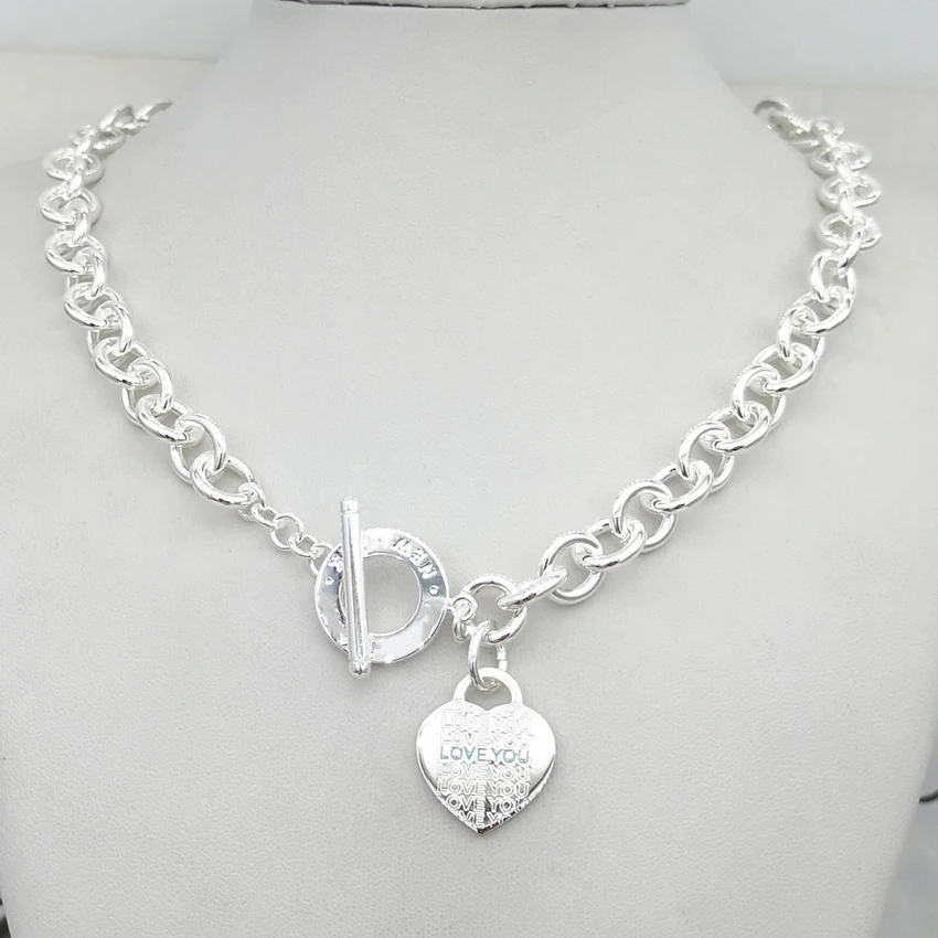 

Anniversary hot style fashion lovers LOVE YOU enamel hanging heart necklace