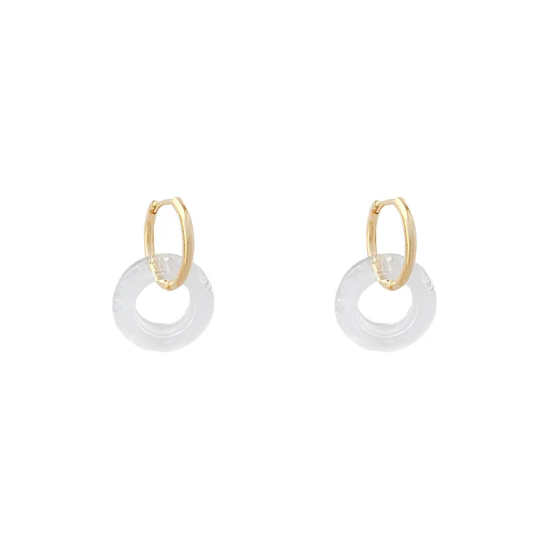 

LOVOACC Korean Trendy Transparent Arcylic Earrings for Women Gold Color Hooks Double Circle Hoop Earrings Minimalist Jewelry