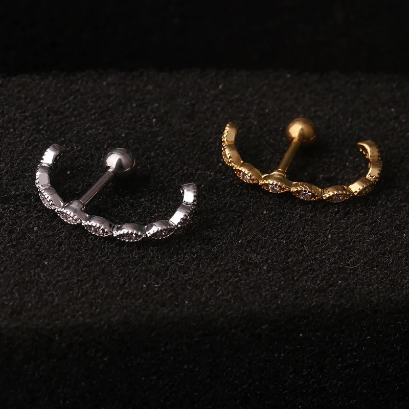 

Fashion New Exaggerated Long Screw Ear Stud Stainless Steel Flower Ear Bone Stud Puncture Ornament Female Earring