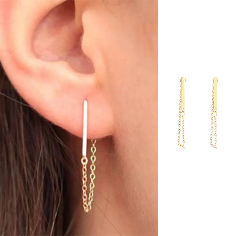 Минималистичные аксессуары для одежды популярные креативные медные серьги с