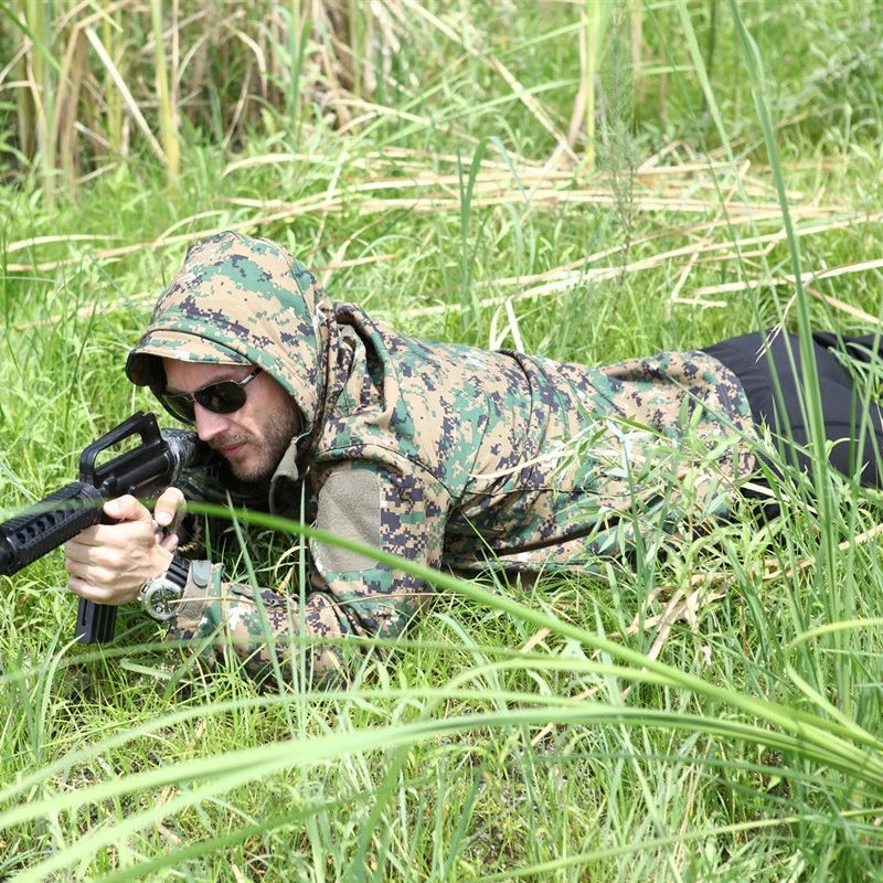 Осенне зимние мужские камуфляжные куртки уличные пальто одежда с флисовой