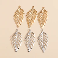 15pcslot 4119mm hollow leaves charms pendants gold silver color metal sheet diy charms for making earrings necklaces gift