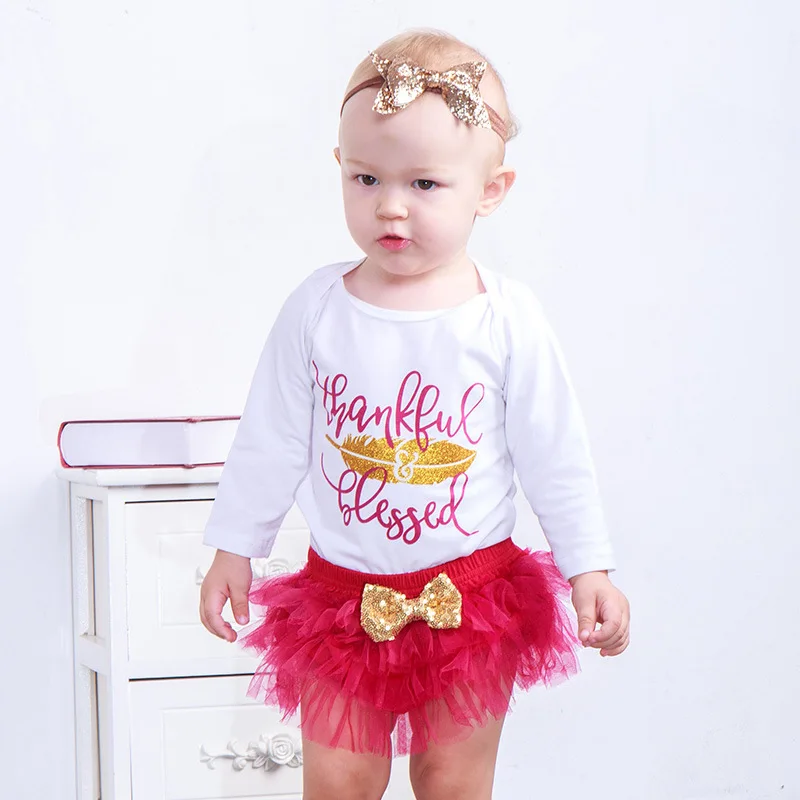 Наряд для дня рождения топ с длинными рукавами маленьких девочек комбинезон +