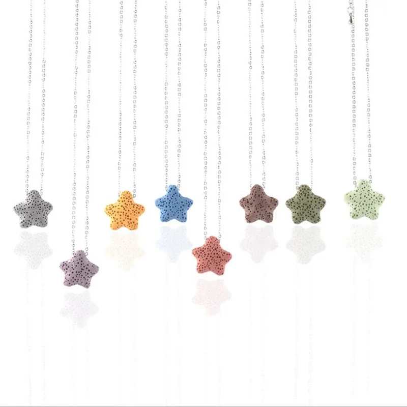 Красочные Звезды Лава камень эфирное масло диффузор ожерелье Ароматерапия