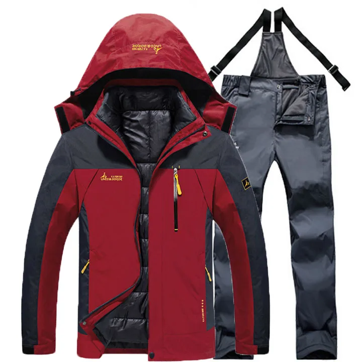 Men Winter Ski Hiking Jacket Suits Outdoor Fishing Camping Trekking Waterproof Windproof Thermal 2 in 1 Jackets +Detachable Pant | Спорт и