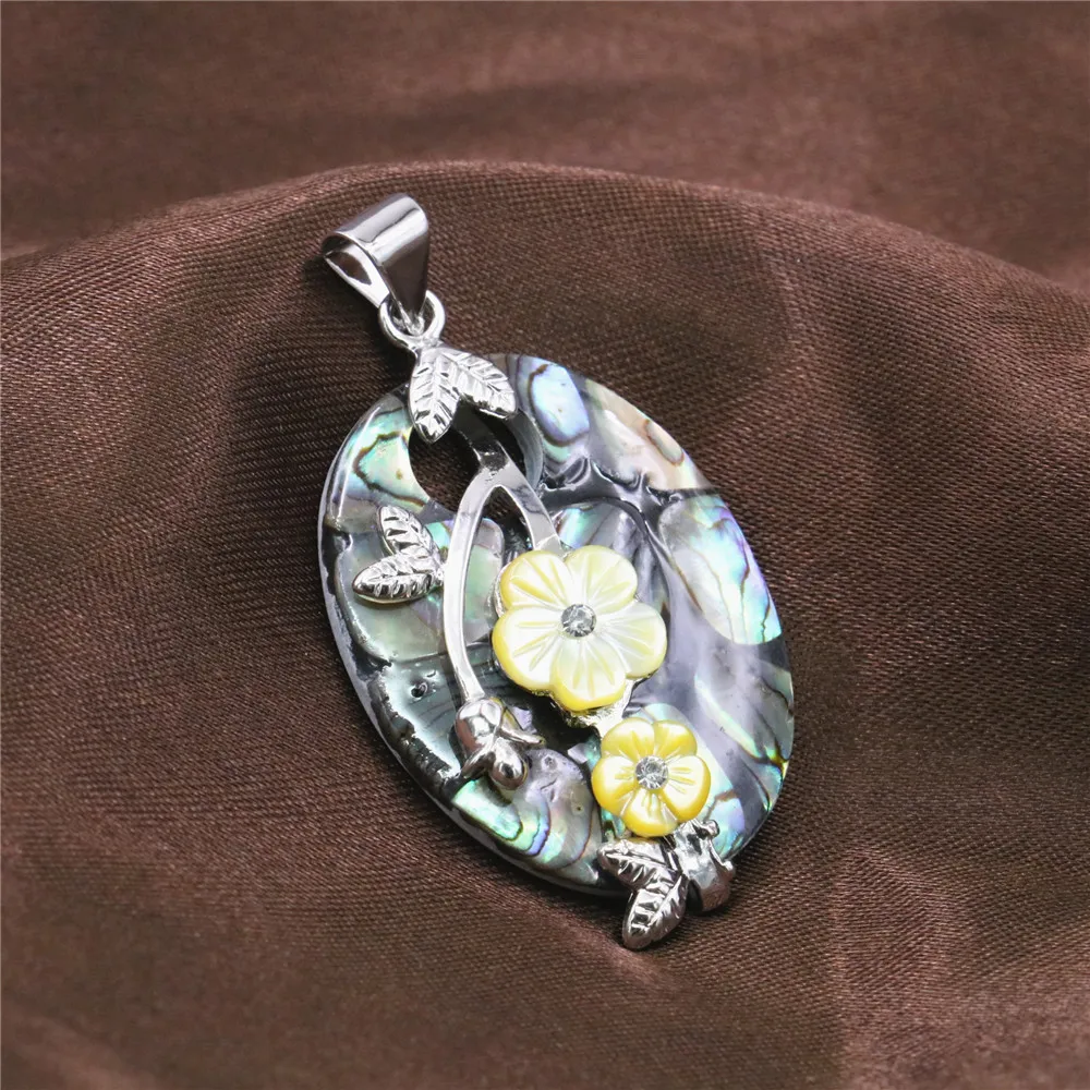 Cute/Romantic Natural Multicolor Oval Abalone Shell Women's Fashion Jewelry Necklace Pendant Sweater Chain Gift B1118 | Украшения и
