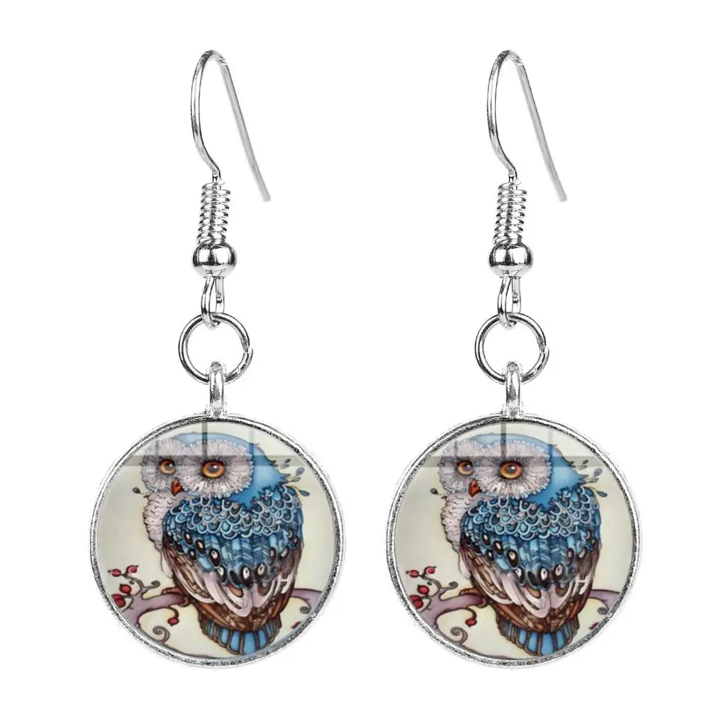 Азиатских Винтаж в богемном стиле сережки виде совы с изображениями животных и