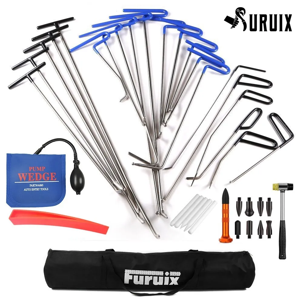 Paintless Dent Repair Pump Wedge Tools Rubber Hammer Tap Down Pen Dent Hail Removal Repair Tools - Hook Tools Push Rod Set