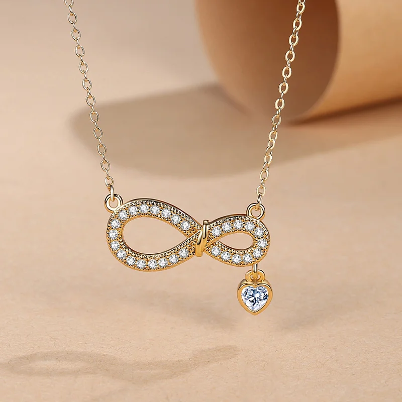 

Tiny Infinity Pendant Necklace Lovely Promise Symbol Charms for Women Clavicle Necklaces Zircon Jewelry