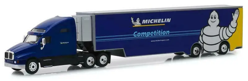 Зеленый светильник 1:64 2018 Kenworth T2000 Transporter игрушечный автомобиль из синего сплава