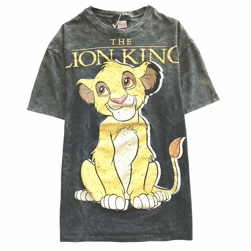PUWD2019 мультфильм лев Король Simba печать свободная футболка с короткими рукавами женская одежда для пар 7504033