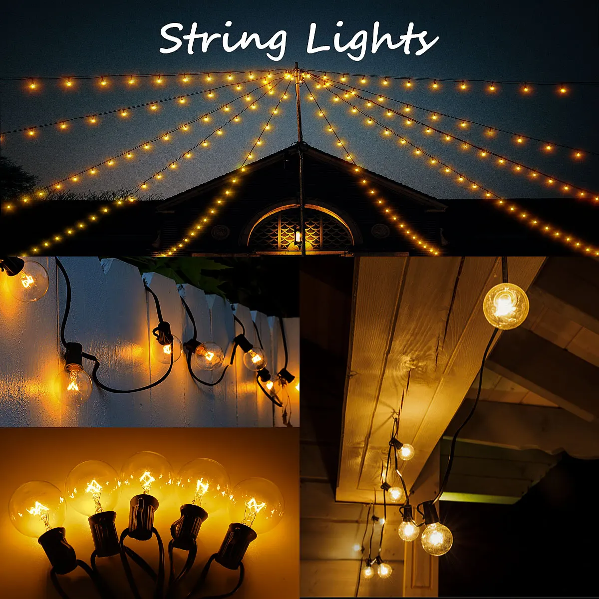 

25FT Fairy String Lights G40 LED Globe Bulbs Party Garland String Light Warm Light Waterproof IP65 Outdoor Patio Xmas Decor