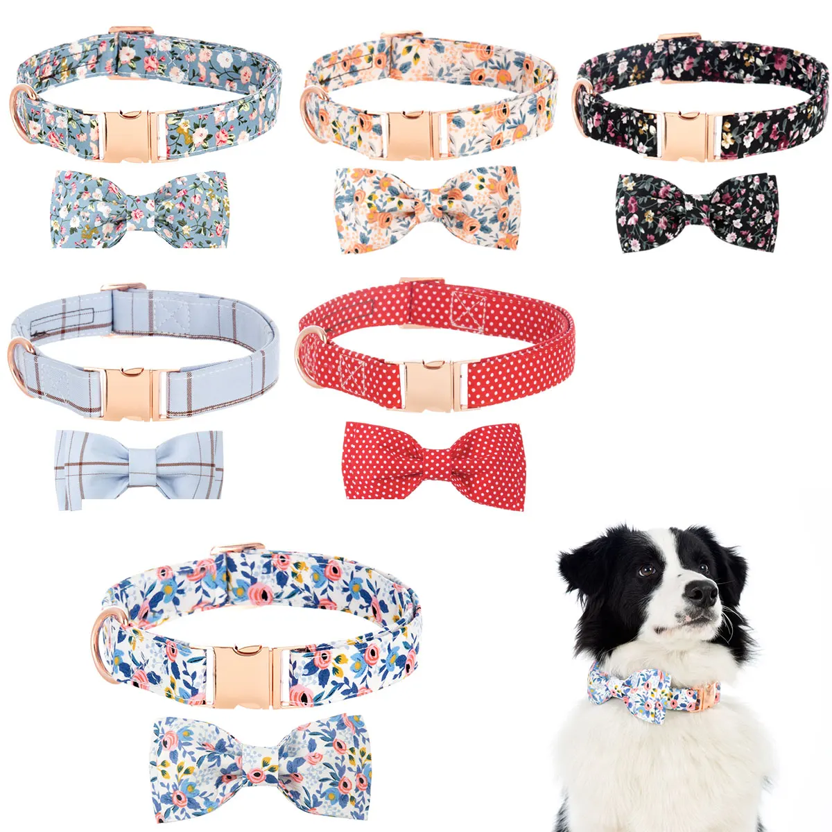 

Floral Personalized Nylon Pet Collar Dog Collar Nameplate ID Tag Custom Puppy Dog Cat Adjustable For Medium Large Pet Accessorie