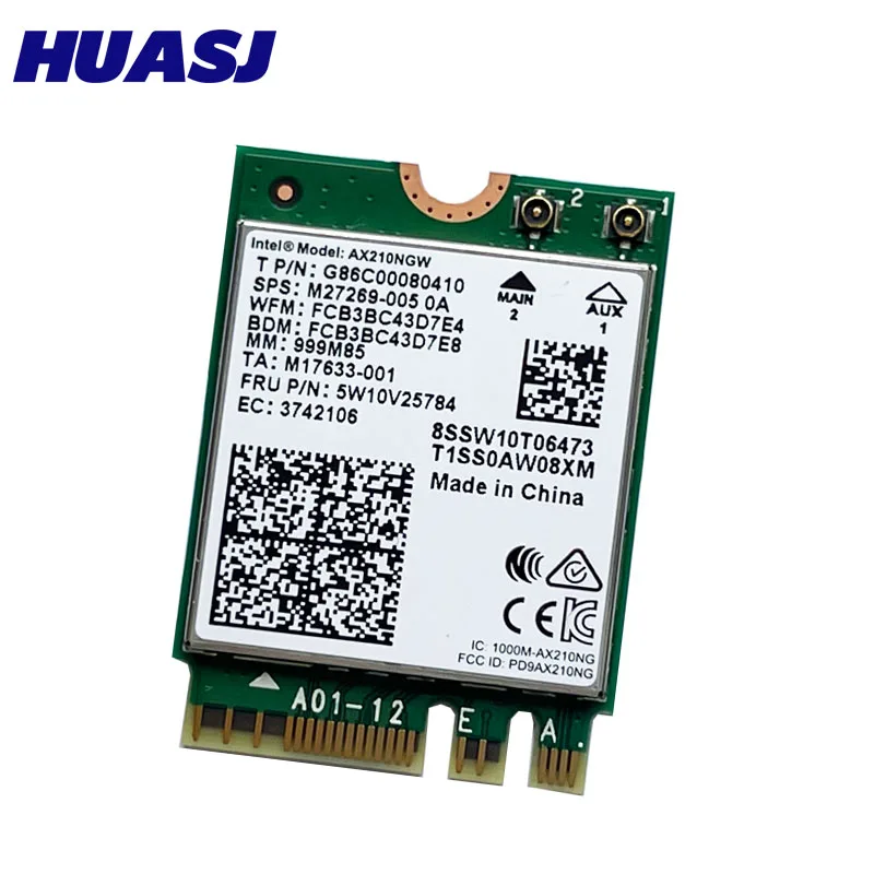 Huasj wifi 6 AX210 6e m.2 ngff 2400 Мбит/с для intel ax210ngw 2 4 ГГц/5g 802.11ax bluetooth 5 ax200 |