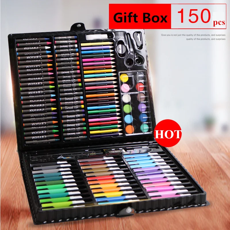 

Kawaii Stationery 150PCS/Box Art Drawing pastel Set Watercolor Pen Crayons-Oil Pastel Pencils Palette Paintings Art Supplies