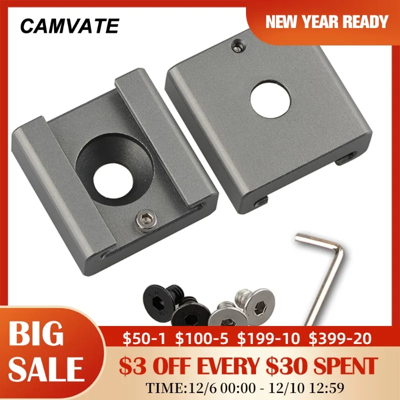

CAMVATE 2Pcs Hot/Cold Shoe Mount With 1/4" Mounting Hole For DSLR Camera,Video Light, Microphone, Monitor,Flash Light Mounting