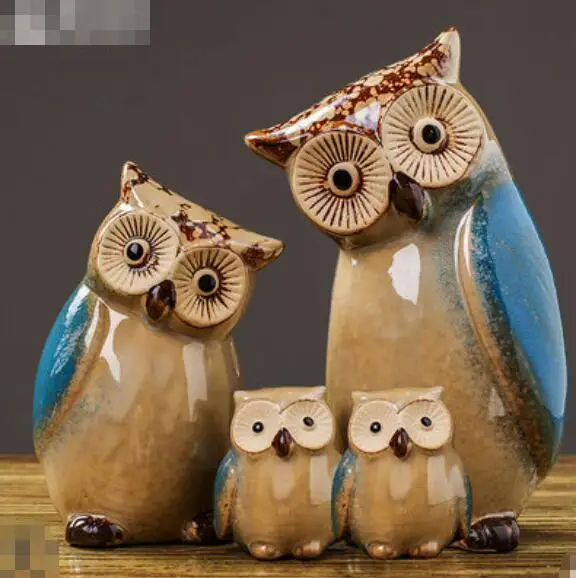 

Ceramic Handicrafts Modern Owls Statue Living Room Animal Ornaments Owl Crafts Toy Home Decor Figure 4 Style Optional Resin