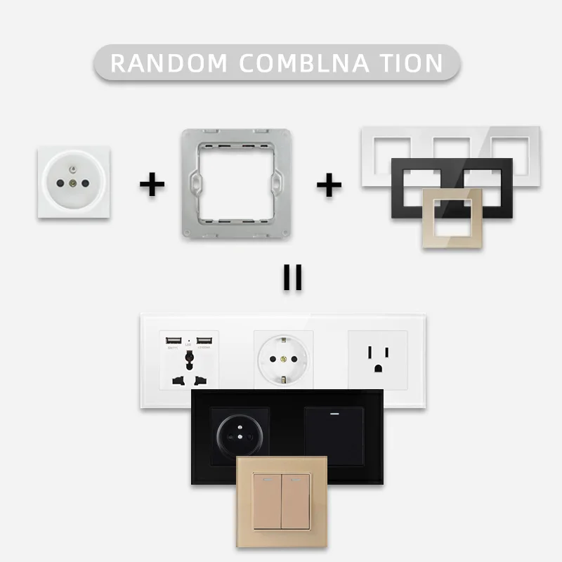 Электрическая розетка с USB разъемом и стеклянной панелью несколько рамок розетки